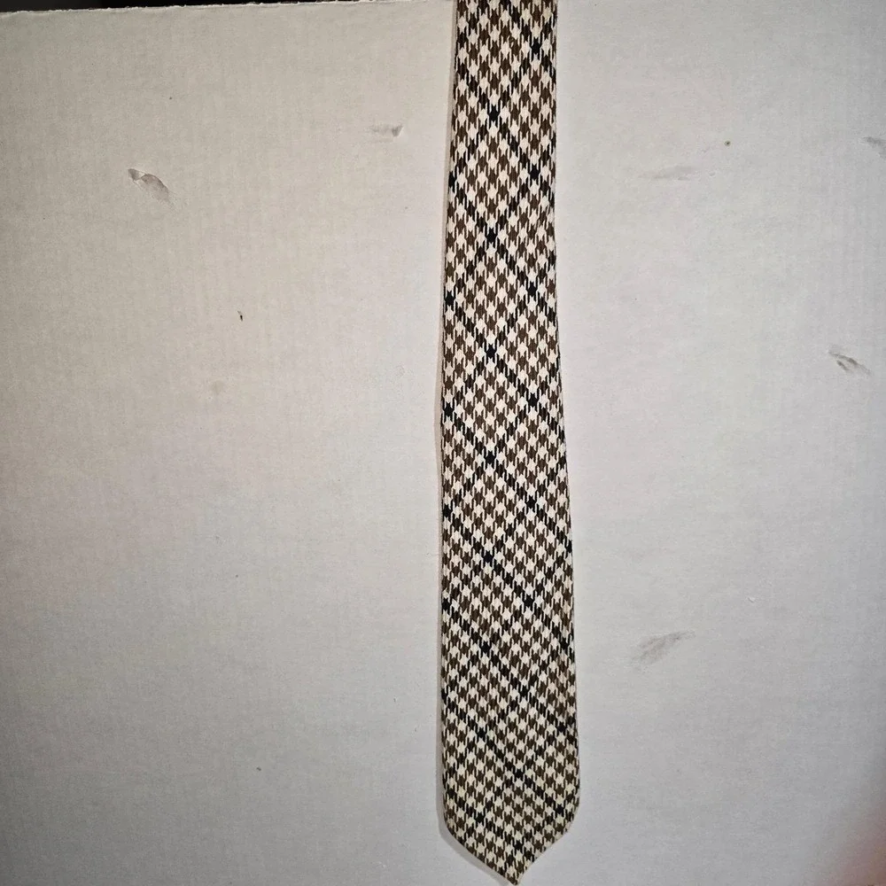 VINTAGE‎ Multi-browns & Cream Colored Checkered Men's Tie